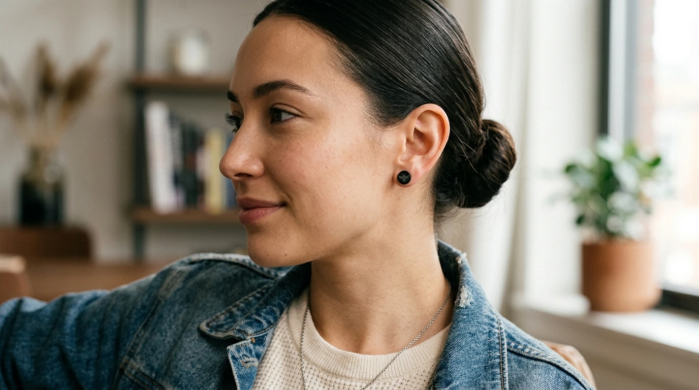 Black Round Bee Stud Earrings: Sleek Daily Accent