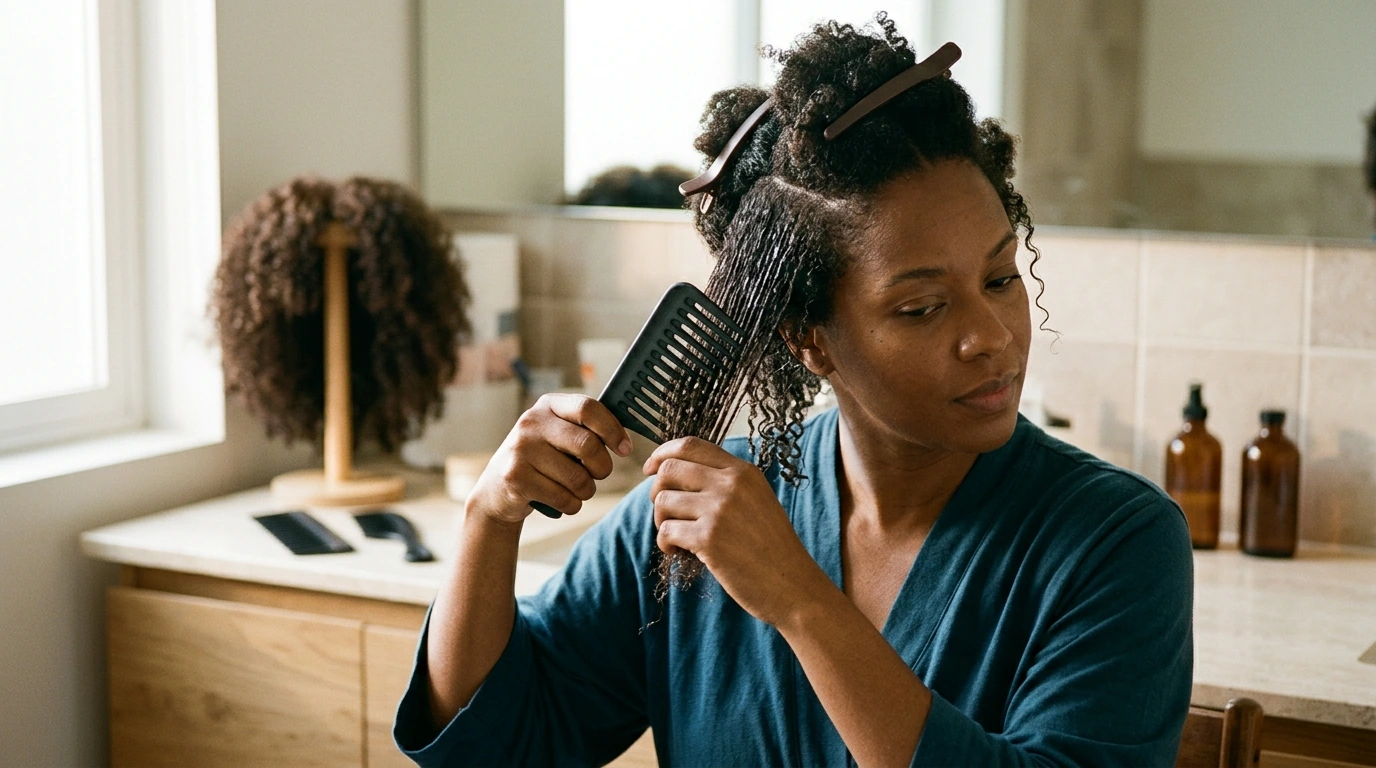 Black Wide-Tooth Comb Set: Natural Hair & Real-Hair Wigs