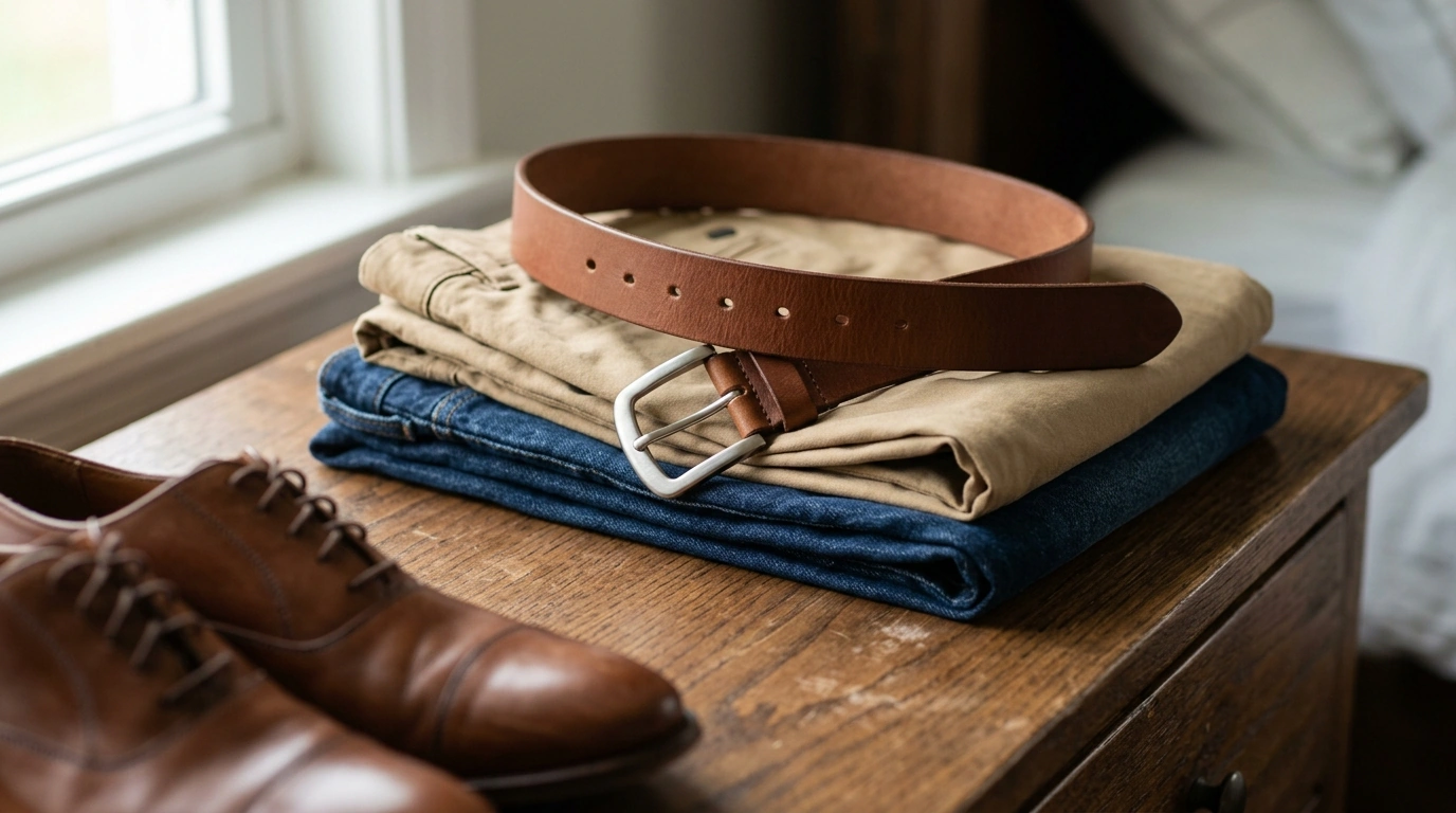 Classic 1.5" Men’s Genuine Leather Belt (Retro Style)