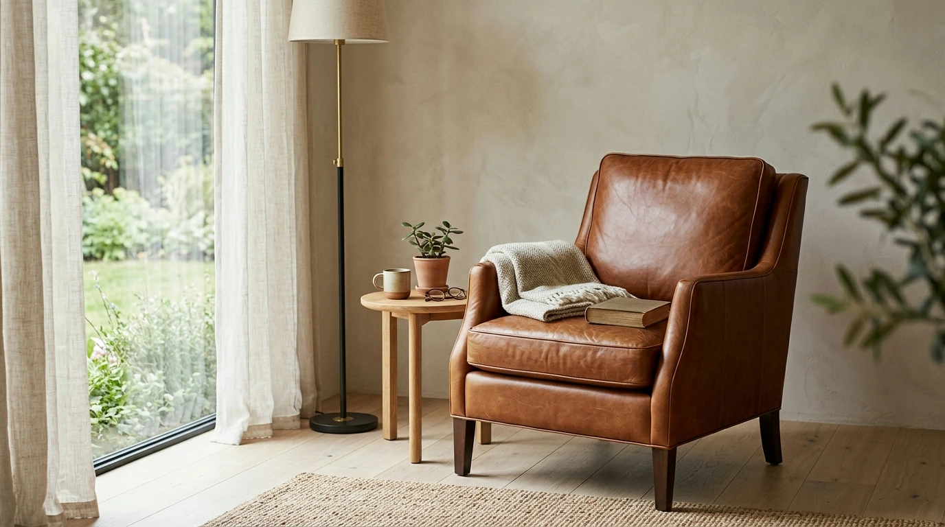 Vintage European Leather Armchair for Modern Lounge Comfort