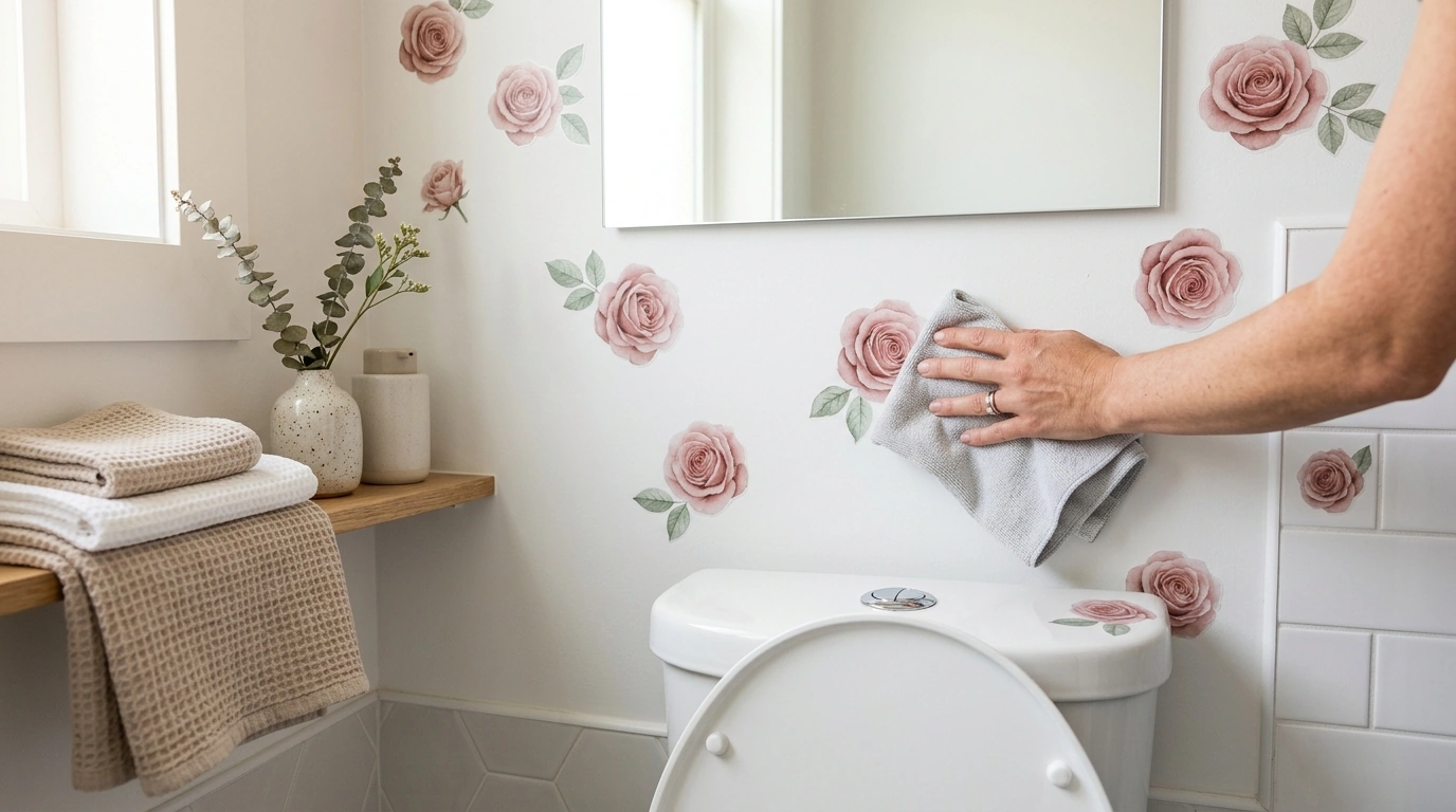 Waterproof Rose Decal Set for Bathroom Walls & Toilet