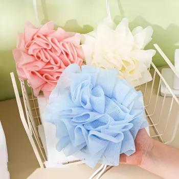 2-in-1 Mesh Loofah Towel with Soap Pocket & Drawstring