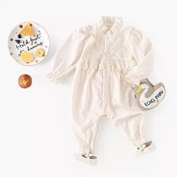 Lace Floral Corduroy Baby Romper (Girls 3–24M Guide)