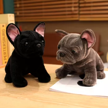 Realistic 11in Bulldog Plush Toy: Lifelike & Soft